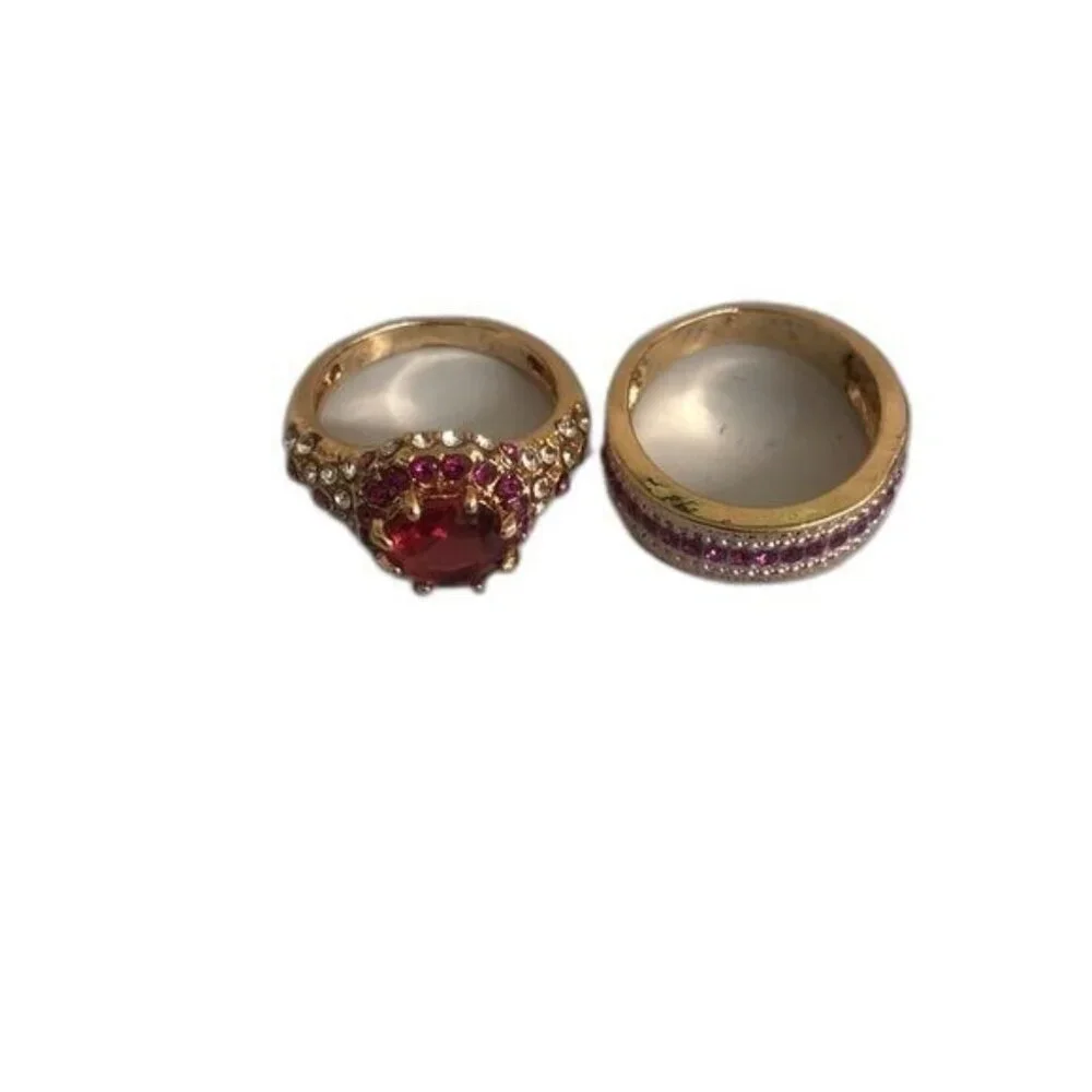 Golden‎ tone 2 piece eternity ring birthstone